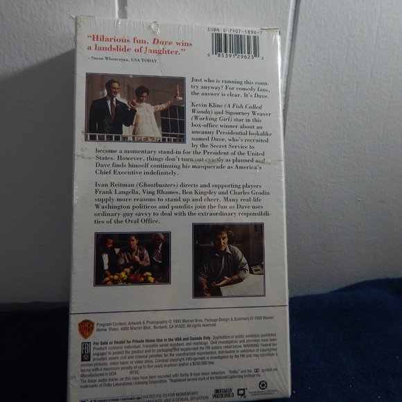 Movie; VCR: Dave  -- ITEM #91 - Picture 2 of 2